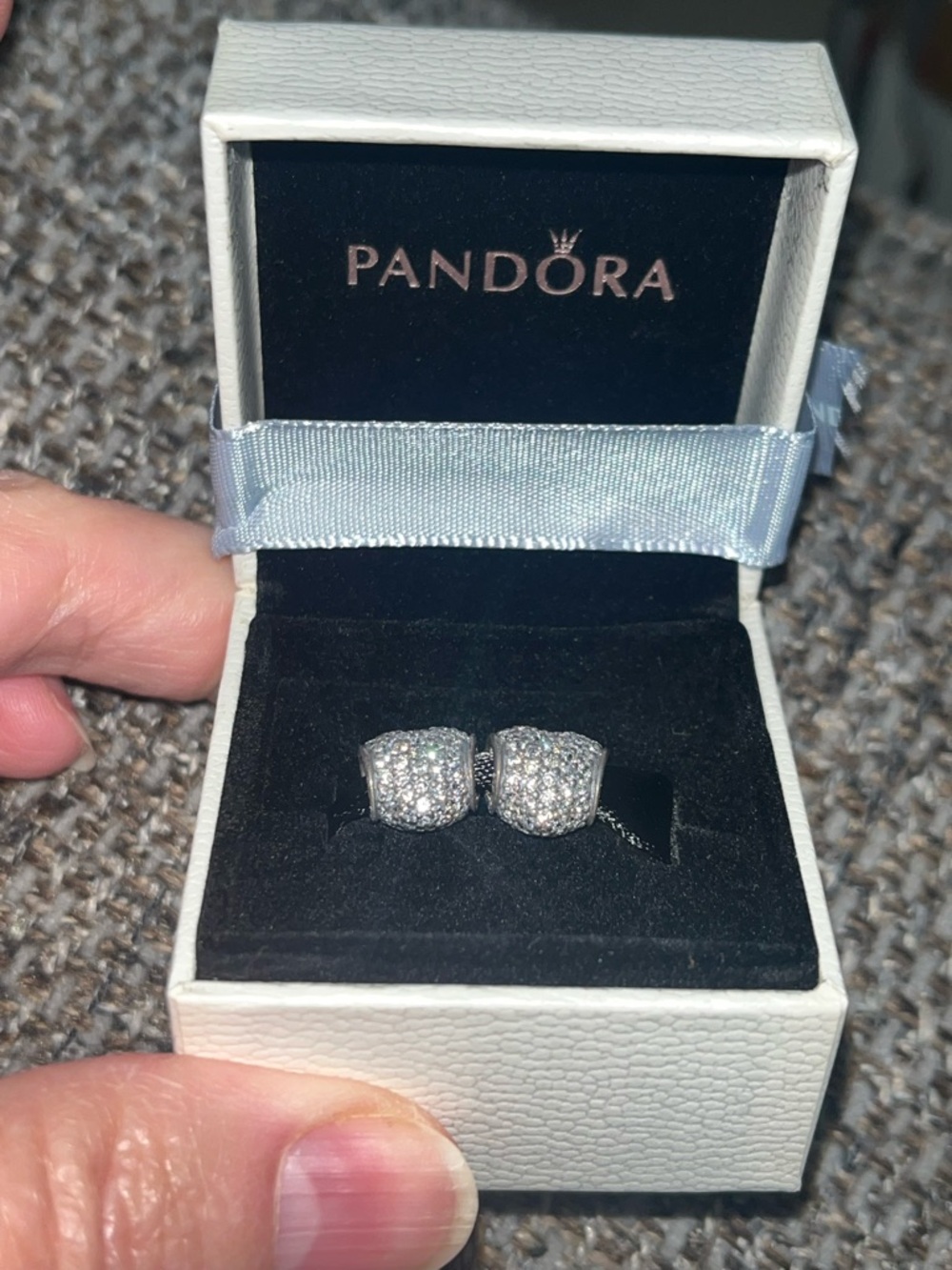 New Pandora Pave Crystal Heart Charms .925